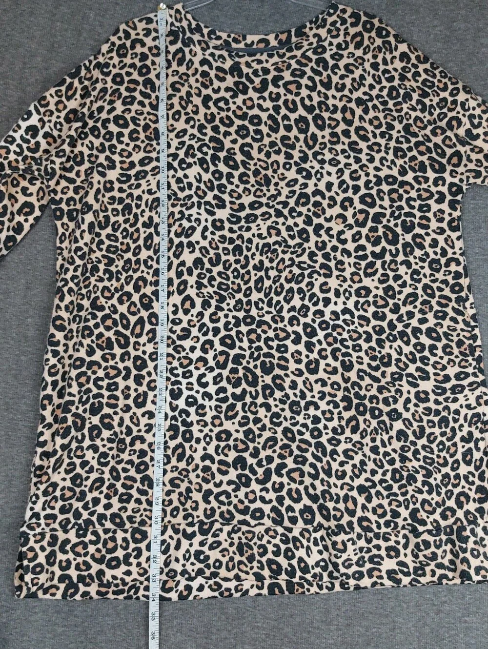 SIMPLY VERA WOMENS TAN LEOPARD ANIMAL PRINT 3/4 SLEEVE LOUNGE DRESS NIGHT GOWN L - Picture 7 of 10